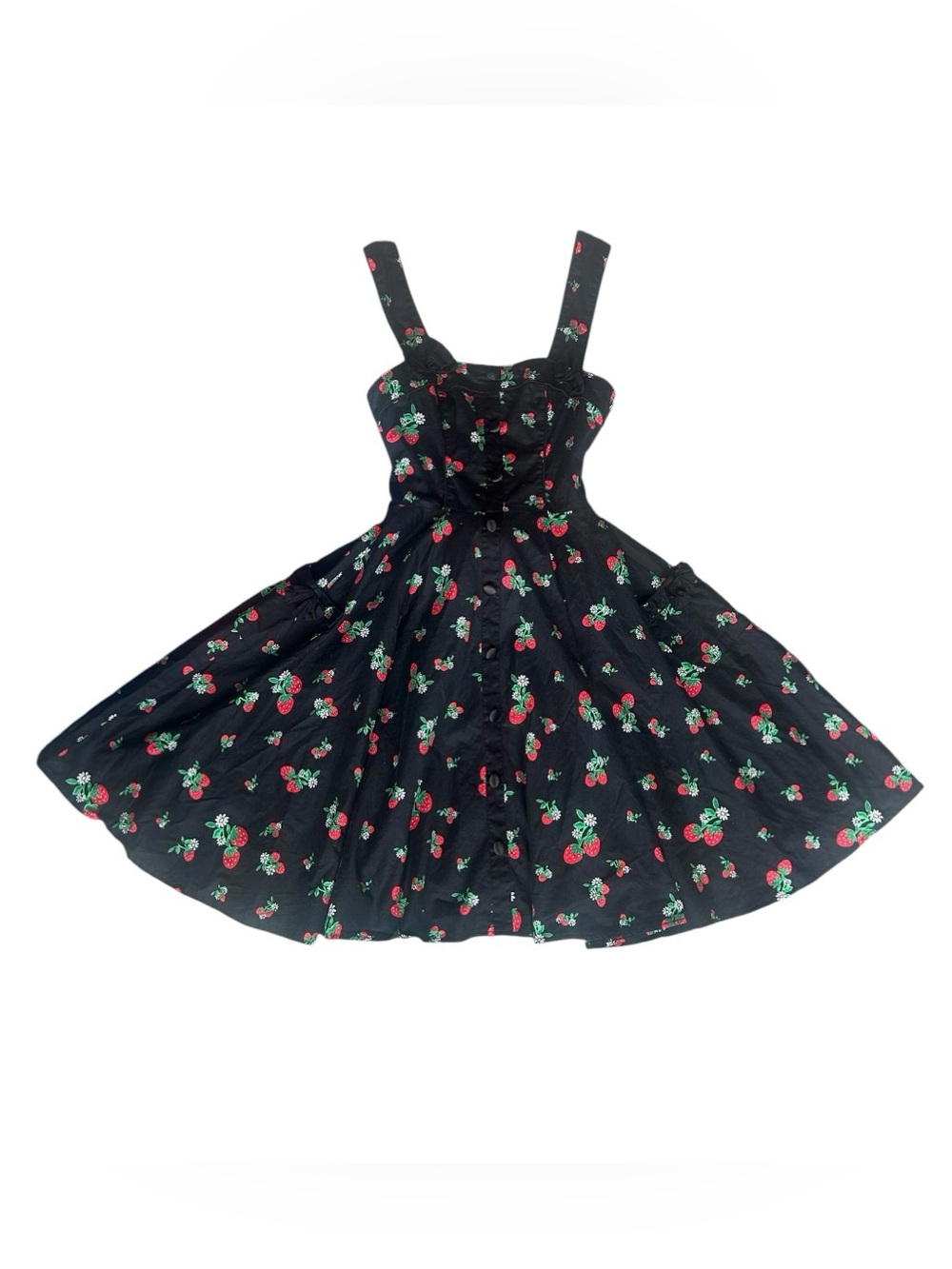 Hell Bunny Vixen 50s inspired iconic strawberry print a-line dress, size Small